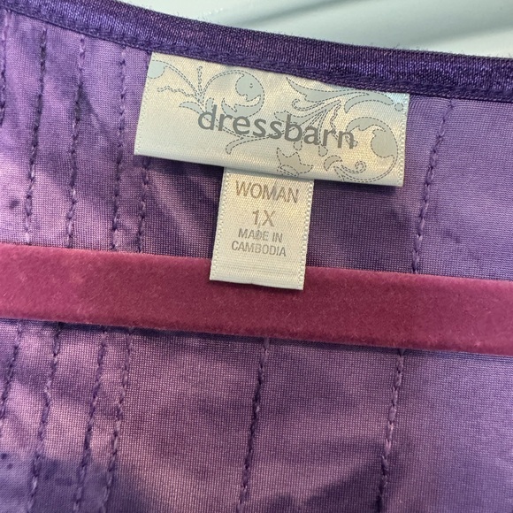 Purple 3/4 sleeve top with sequins. 1 x polyester/ spandex - Picture 3 of 3